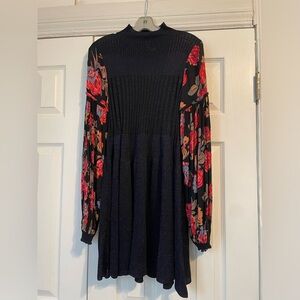 Free People Floral Black Dress